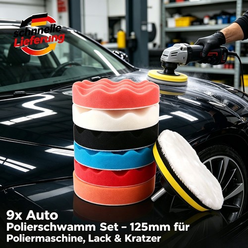 125mm polierschwamm set - 9x, –